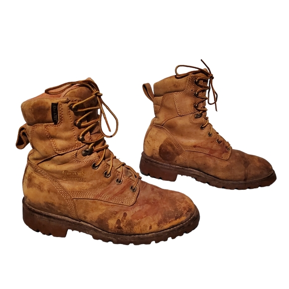 Vintage Chippewa Leather Lace-Up Combat Logger Boots Men's 8.5E, Vibram Soles - Picture 3 of 10